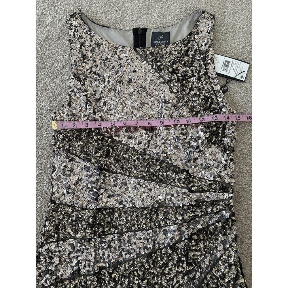 Adrianna Papell Sleeveless Sequin Party Cocktail Formal Dress Bronze Size 10 NWT - Picture 6 of 8